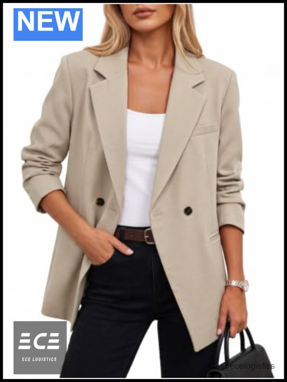 Notched Lapel Double Breasted Blazer Suit Jacket